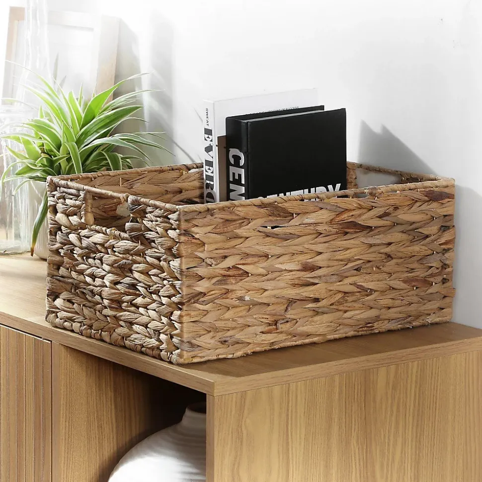 Panier en jacinthe d'eau armature métal - hauteur 17 cm