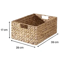 Panier en jacinthe d'eau armature métal - hauteur 17 cm