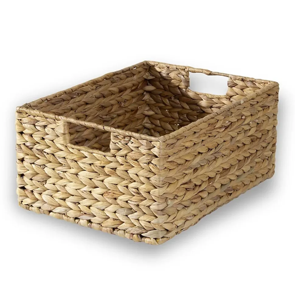 Panier en jacinthe d'eau armature métal - hauteur 17 cm