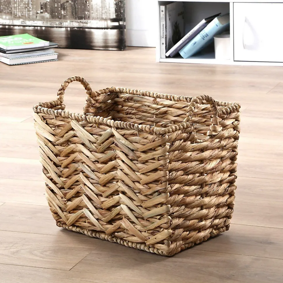 Panier haut en jacinthe d'eau petit modèle - L40xH30 cm