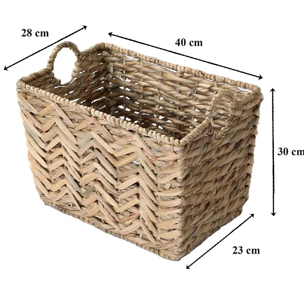 Panier haut en jacinthe d'eau petit modèle - L40xH30 cm