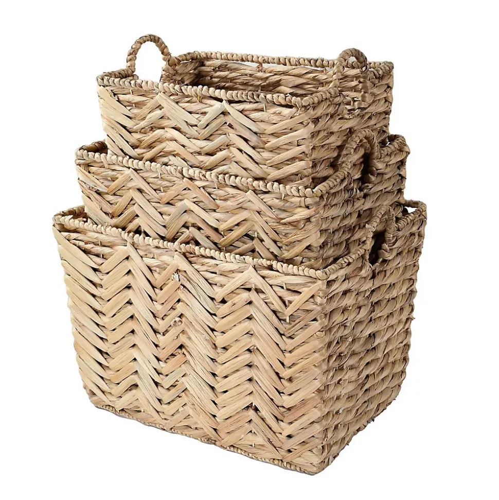 Panier haut en jacinthe d'eau - L46cm x H32 cm