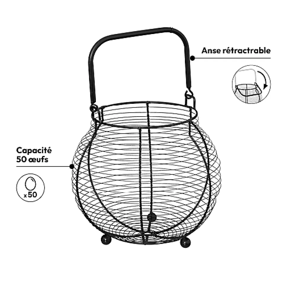 Panier oeufs x55 métal 23 cm - 5Five