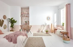 Panier ovale bicolore en corde Clara blanc et camel