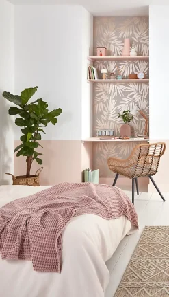 Panier ovale bicolore en corde Clara blanc et camel