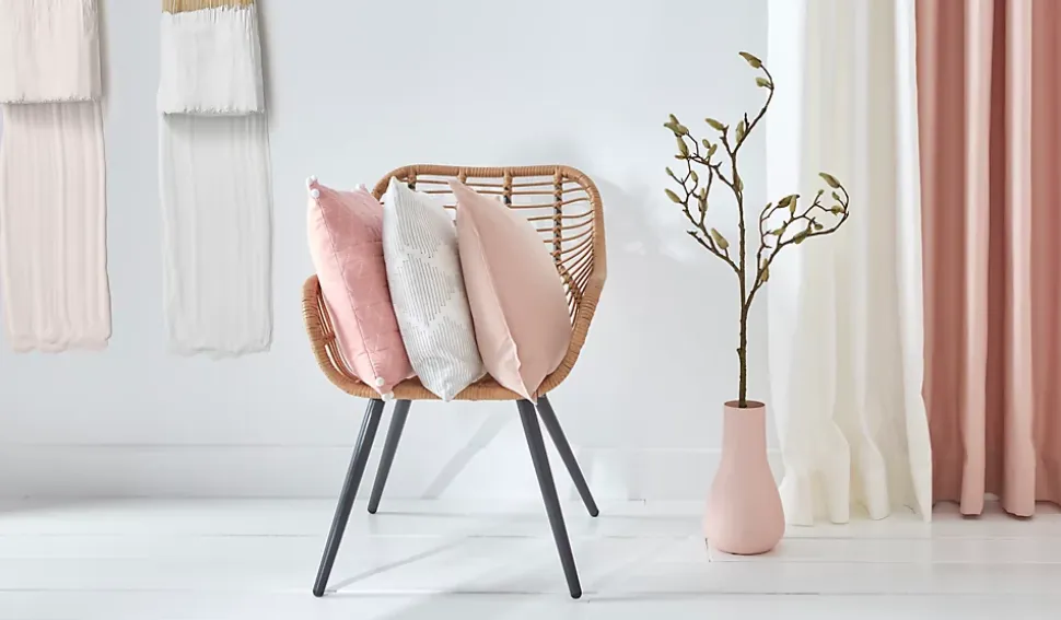 Panier ovale bicolore en corde Clara blanc et camel