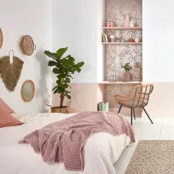 Panier ovale bicolore en corde Clara blanc et camel