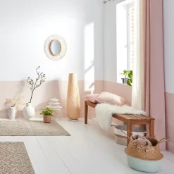 Panier ovale bicolore en corde Clara blanc et camel