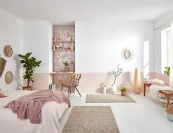 Panier ovale bicolore en corde Clara blanc et camel