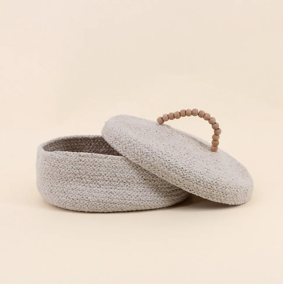 Panier ovale en coton avec couvercle 25x20cm