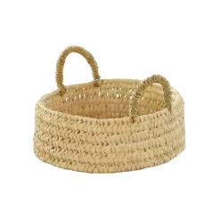 Panier plateau rond osier avec anses (25x25x8 cm - Naturel)
