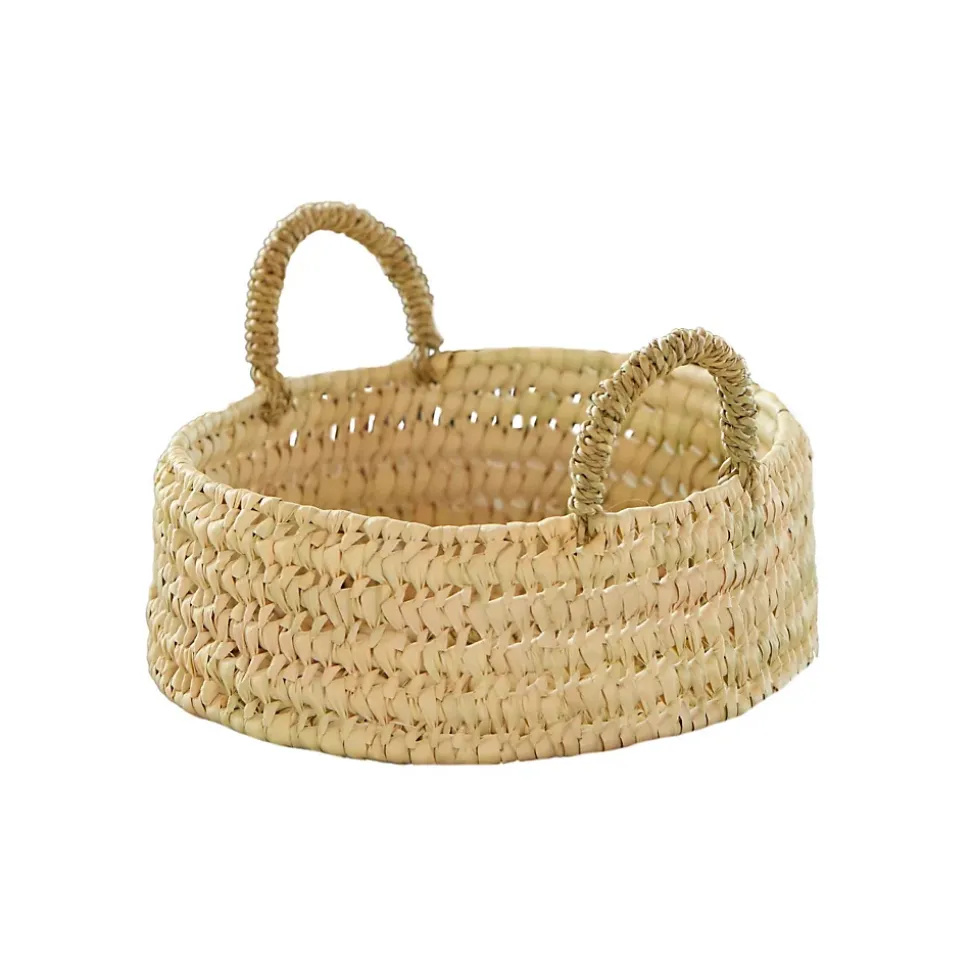 Panier plateau rond osier avec anses (25x25x8 cm - Naturel)