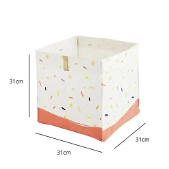 Panier pliable en tissu blanc motif confettis 31 x 31 x 31 cm