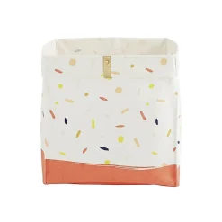 Panier pliable en tissu blanc motif confettis 31 x 31 x 31 cm