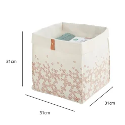 Panier pliable tissu blanc motif bohème 31 x 31 x 31 cm