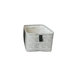 Panier réctangulaire blanc à pois noirs Ornami Achile taille M