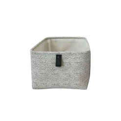 Panier réctangulaire blanc à pois noirs Ornami Achile taille L