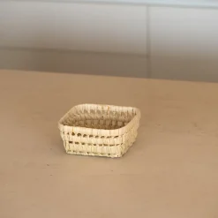 Panier rectangle en feuille de palmier (12x14 cm - Naturel)