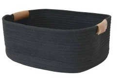 Panier rectangulaire en corde Lea noir