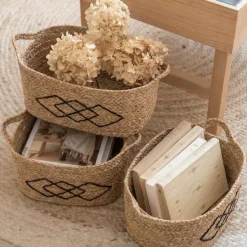 Panier rectangulaire en fibres naturelles 38x26cm