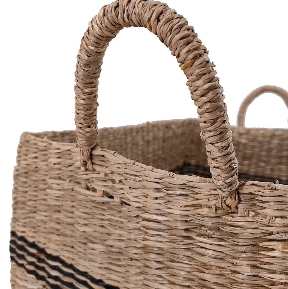 Panier rectangulaire en fibres naturelles Ornami motif horizontal vendu par 3 pièces