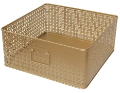 Panier rectangulaire en métal doré motif cannage taille L, Equipstore Création Met