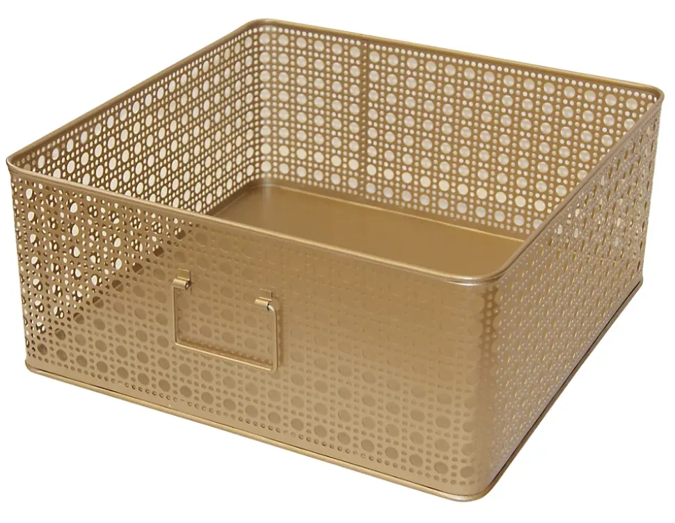 Panier rectangulaire en métal doré motif cannage taille L, Equipstore Création Met