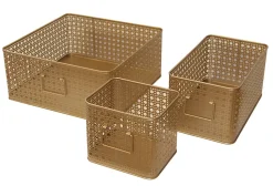 Panier rectangulaire en métal doré motif cannage taille L, Equipstore Création Met