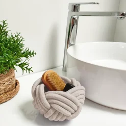 Panier rond beige en coton tissé et intissé Norasia