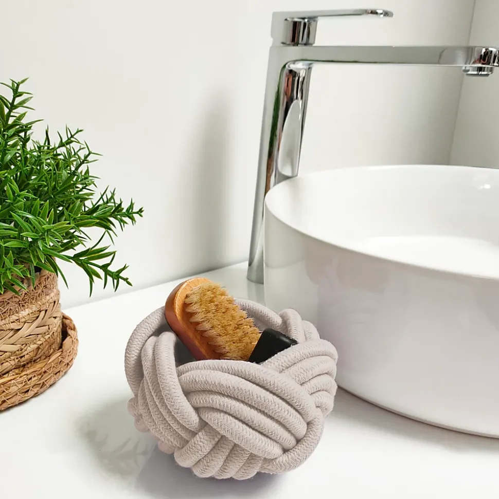 Panier rond beige en coton tissé et intissé Norasia