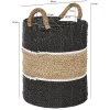 Panier rond D. 34 cm en jonc de mer et raphia - BOGO