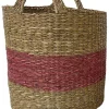 Panier rond en fibres naturelles Ornami Atlas rouge avec poignées taille L