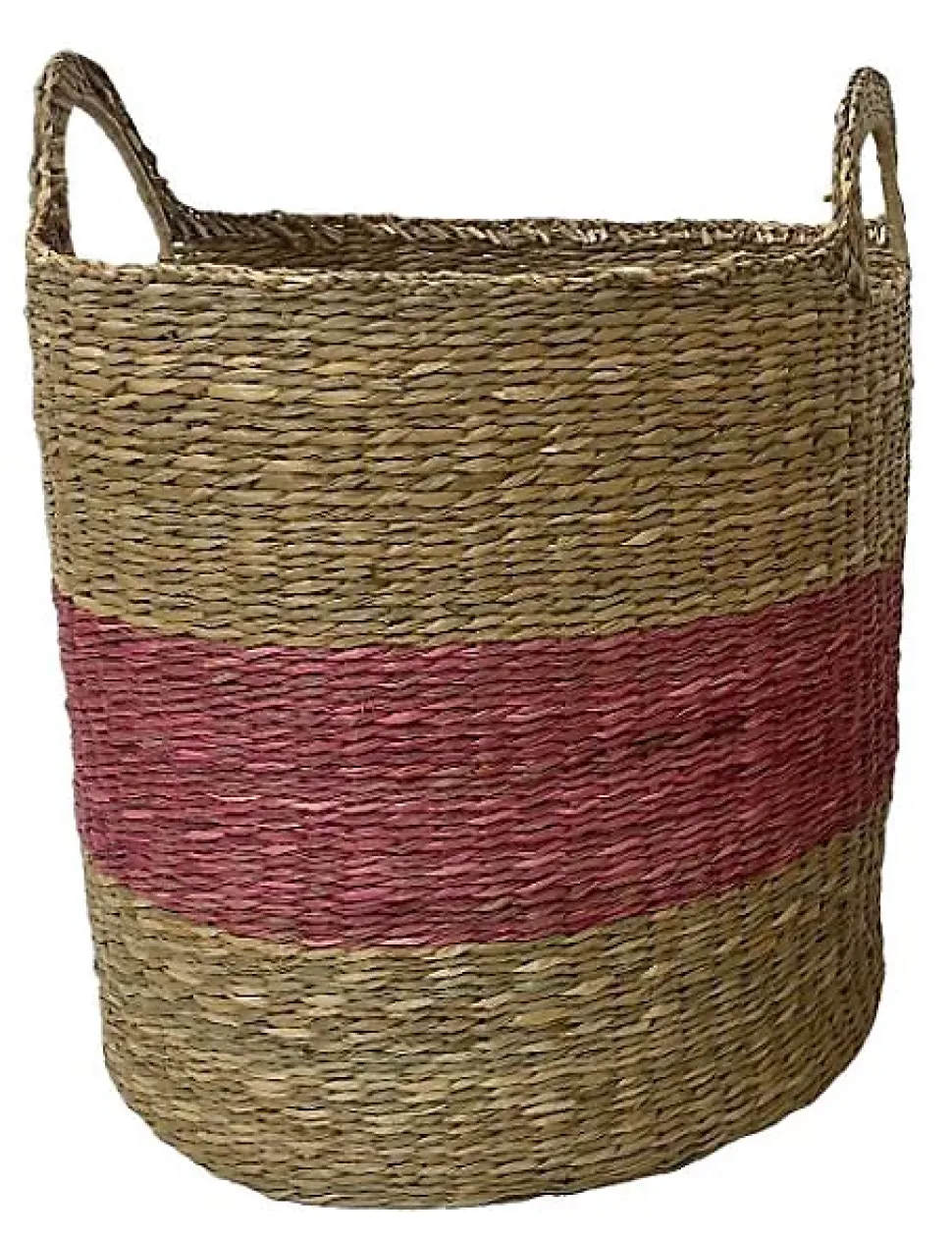 Panier rond en fibres naturelles Ornami Atlas rouge avec poignées taille L
