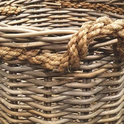 Panier rond en kubu naturel tressé D.46 cm avec anses - SIBU M