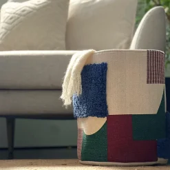 Panier rond multicolore en coton tissé Norasia