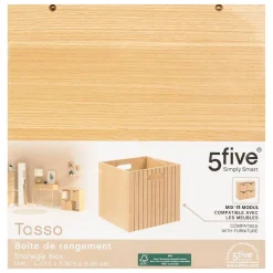 Panier Tasso 31x31cm bois - Beige- 5five