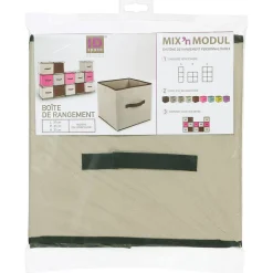 Panier tissu lanière 31x31 cm Beige Mix N' Modul - 5Five