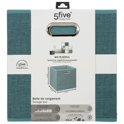 Panier tissu 31x31 cm Bleu pétrole Chiné Mix N' Modul - 5Five