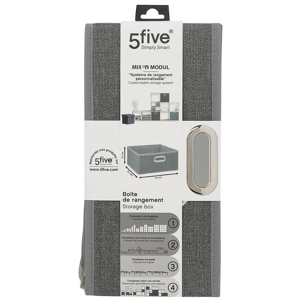 Panier tissu 31x15 cm Gris clair chiné Mix N' Modul - 5Five