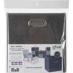 Panier tissu 31x31 cm Gris foncé chiné Mix N' Modul - 5Five