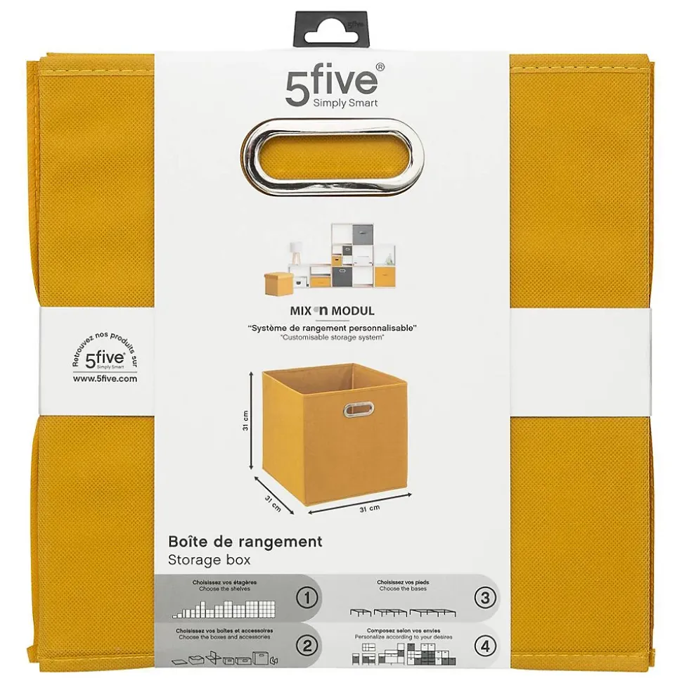 Panier tissu 31x31 cm Jaune moutarde Mix N' Modul - 5Five