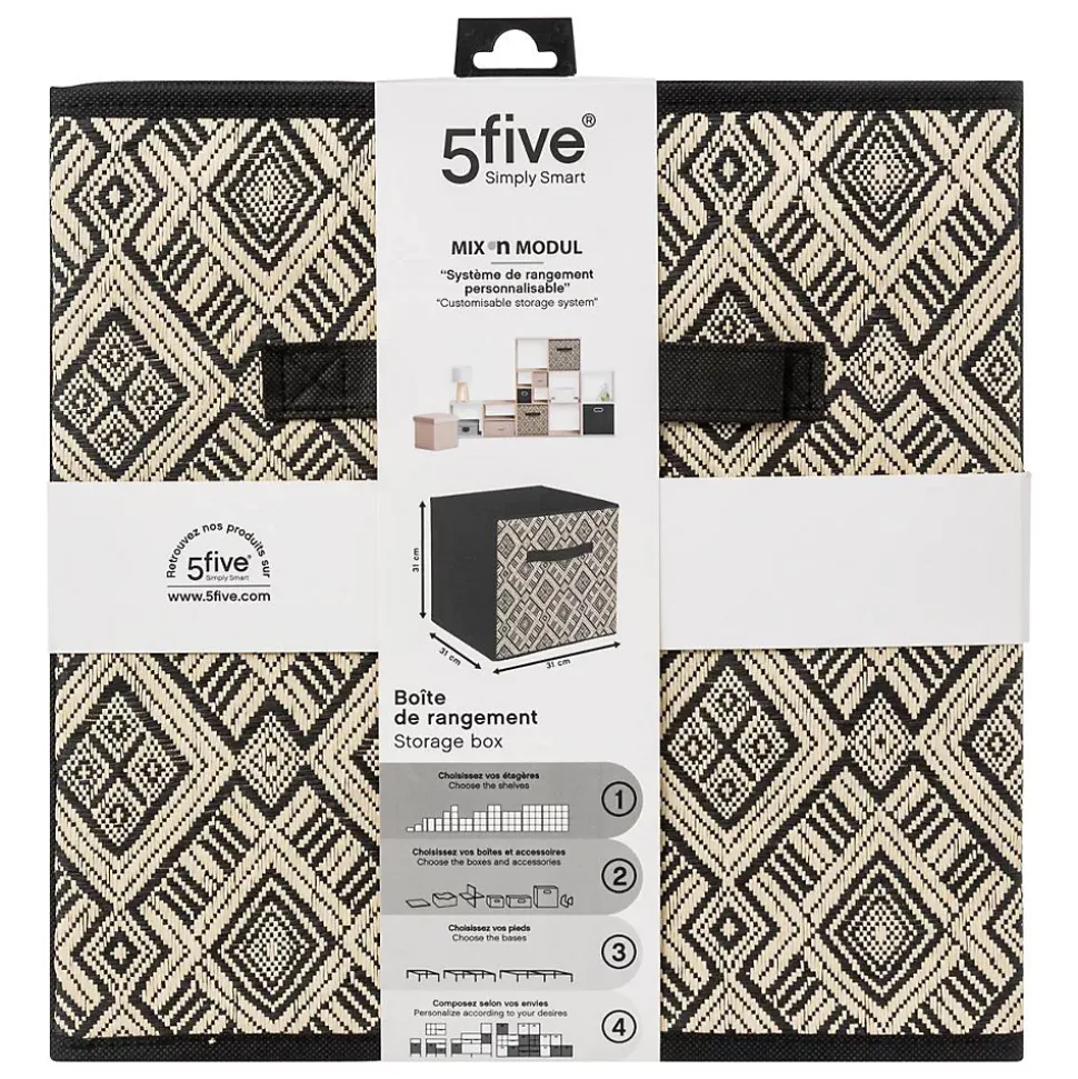 Panier tissu 31x31cm motif noir/blanc Mix N' Modul - 5Five