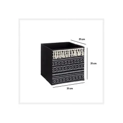 Panier tissu 31x31cm Noir/blanc pompons Mix N' Modul - 5Five