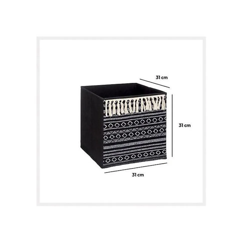 Panier tissu 31x31cm Noir/blanc pompons Mix N' Modul - 5Five