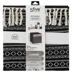 Panier tissu 31x31cm Noir/blanc pompons Mix N' Modul - 5Five