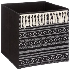 Panier tissu 31x31cm Noir/blanc pompons Mix N' Modul - 5Five