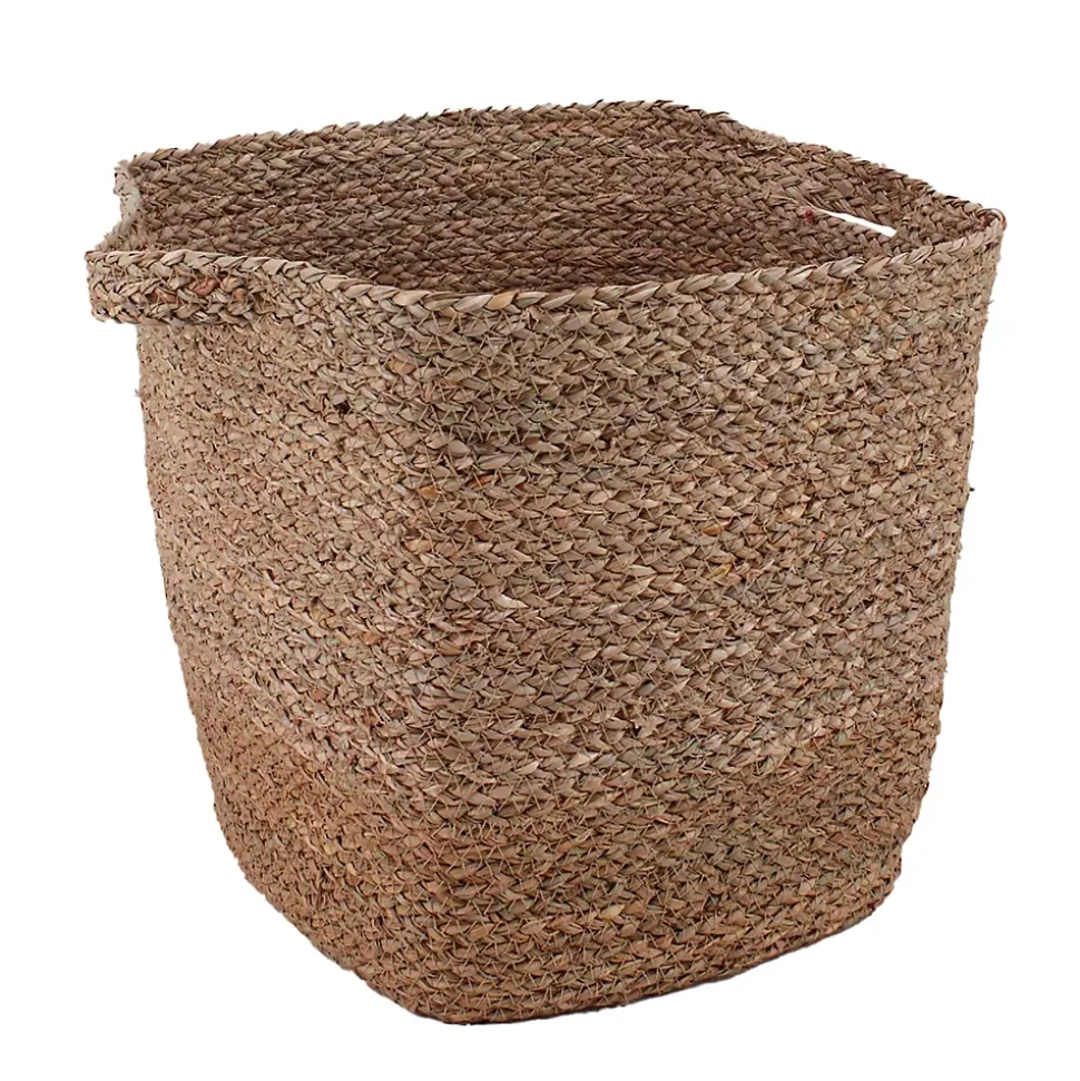 Panier trapèze en fibres naturelles Ornami avec poignées