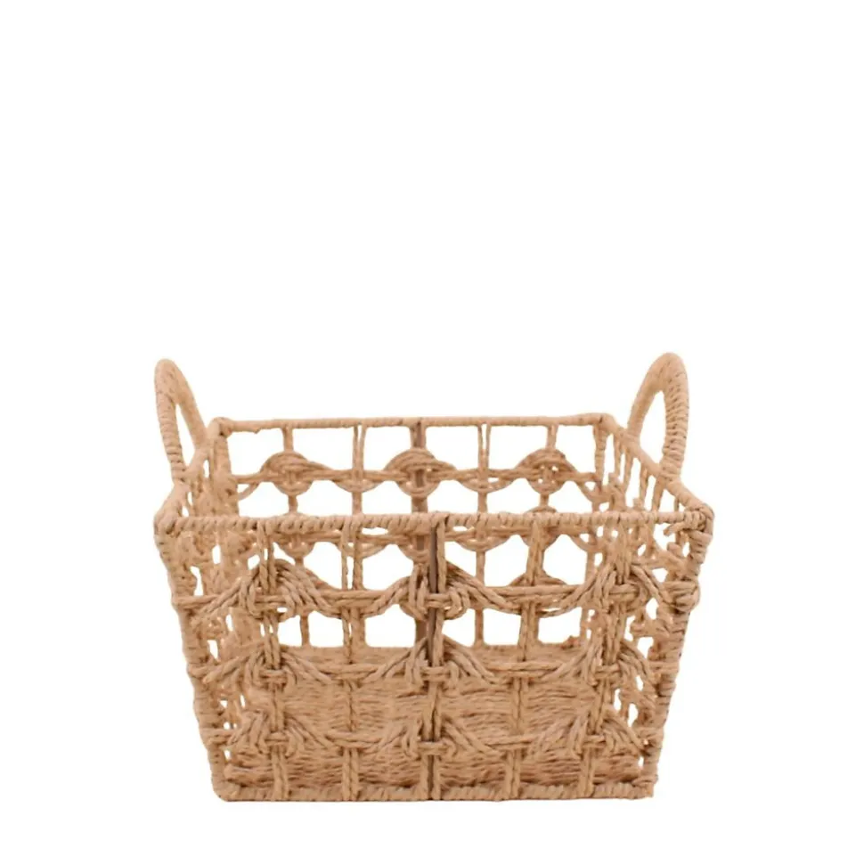 Panier tressé naturel avec poignées 30x30cm
