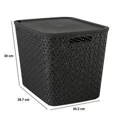 Panier Tressy en plastique noir 28L - Noir- 5five