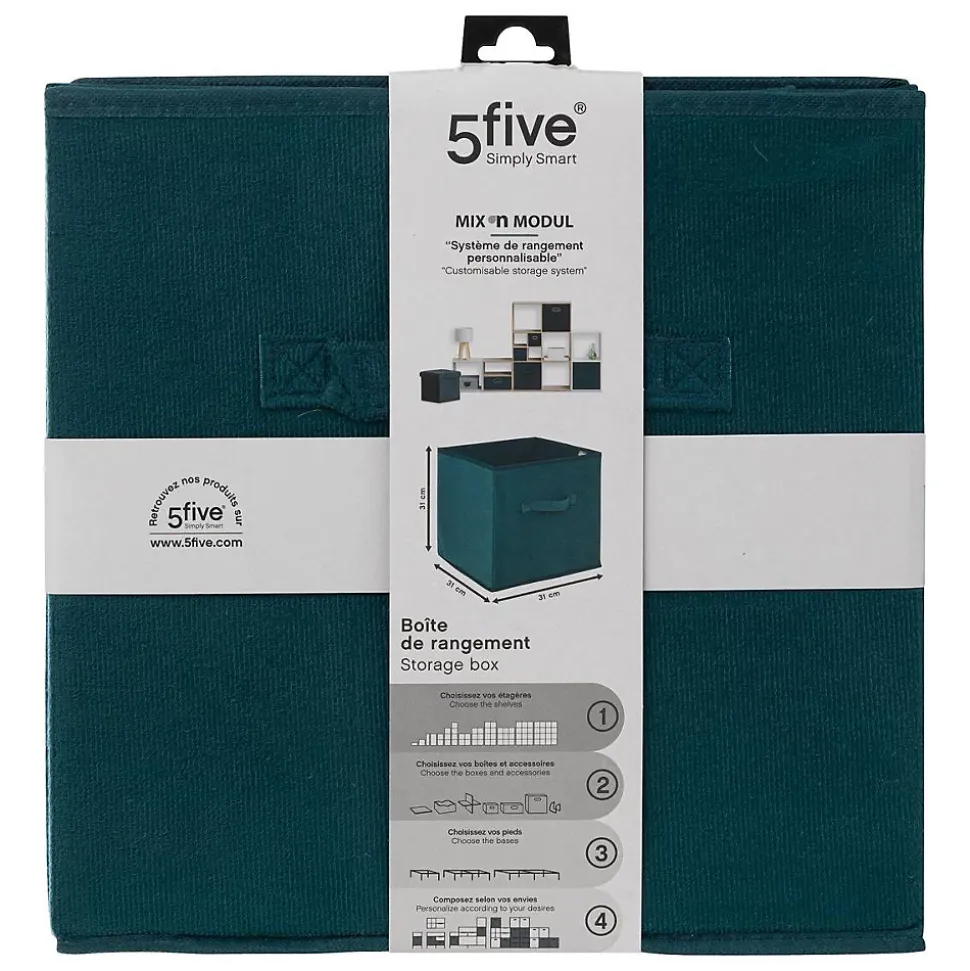 Panier velours 31x31 cm Bleu Mix N' Modul - 5Five